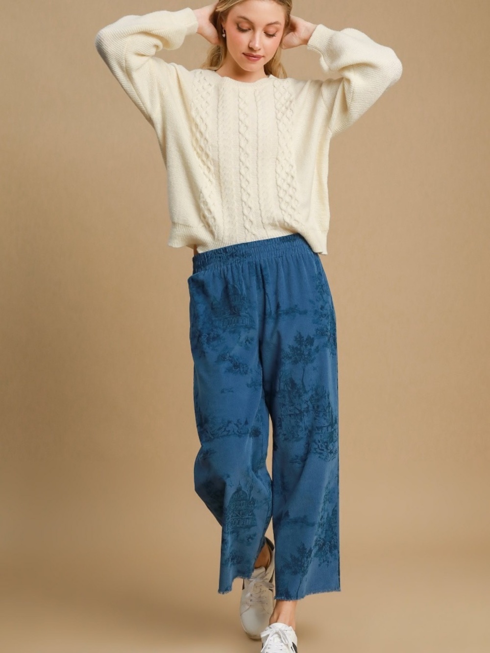 Umgee Wide Leg Washed Corduroy Pants NWT - Picture 2 of 8